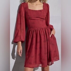 Disney Beauty and the Beast Floral Characters Allover Print Smock Dress